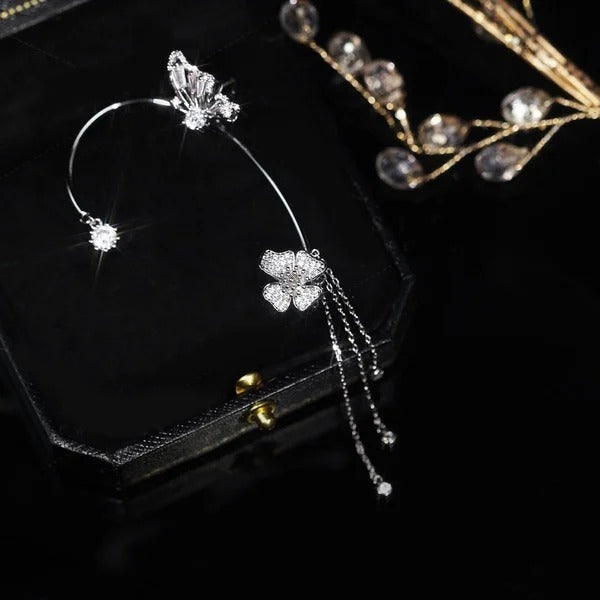 Wendy | Elegant Dangling Butterfly Clip Earrings