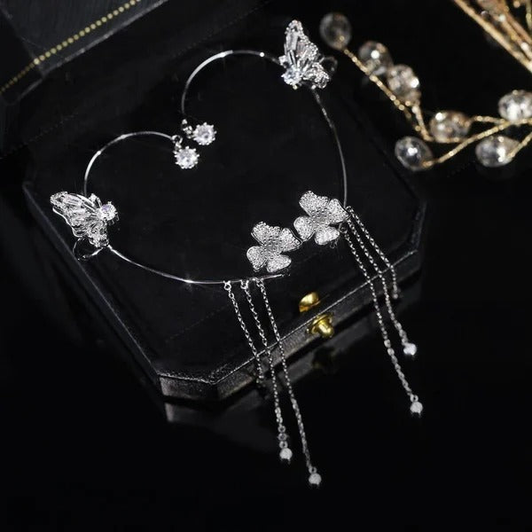 Wendy | Elegant Dangling Butterfly Clip Earrings