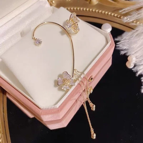 Wendy | Elegant Dangling Butterfly Clip Earrings