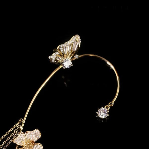 Wendy | Elegant Dangling Butterfly Clip Earrings