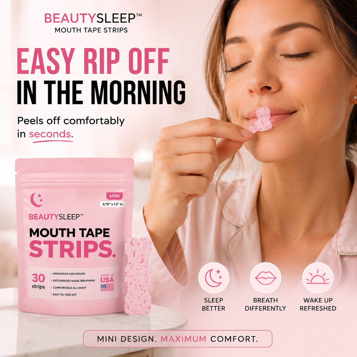 BeautySleep™ Mouth Tape Gentle Overnight Mouth Strips