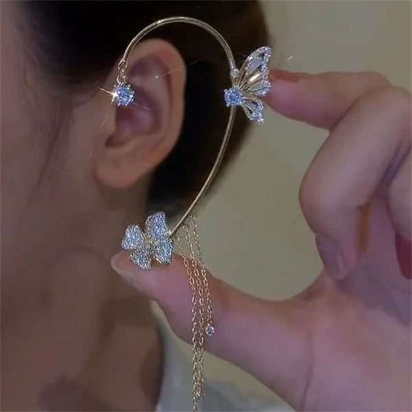 Wendy | Elegant Dangling Butterfly Clip Earrings