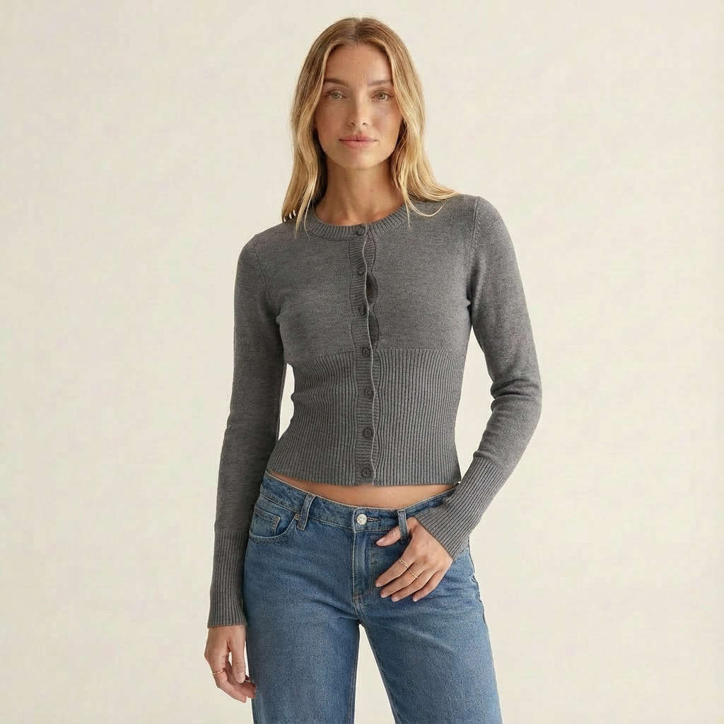 Ribbed Waist Cardigan