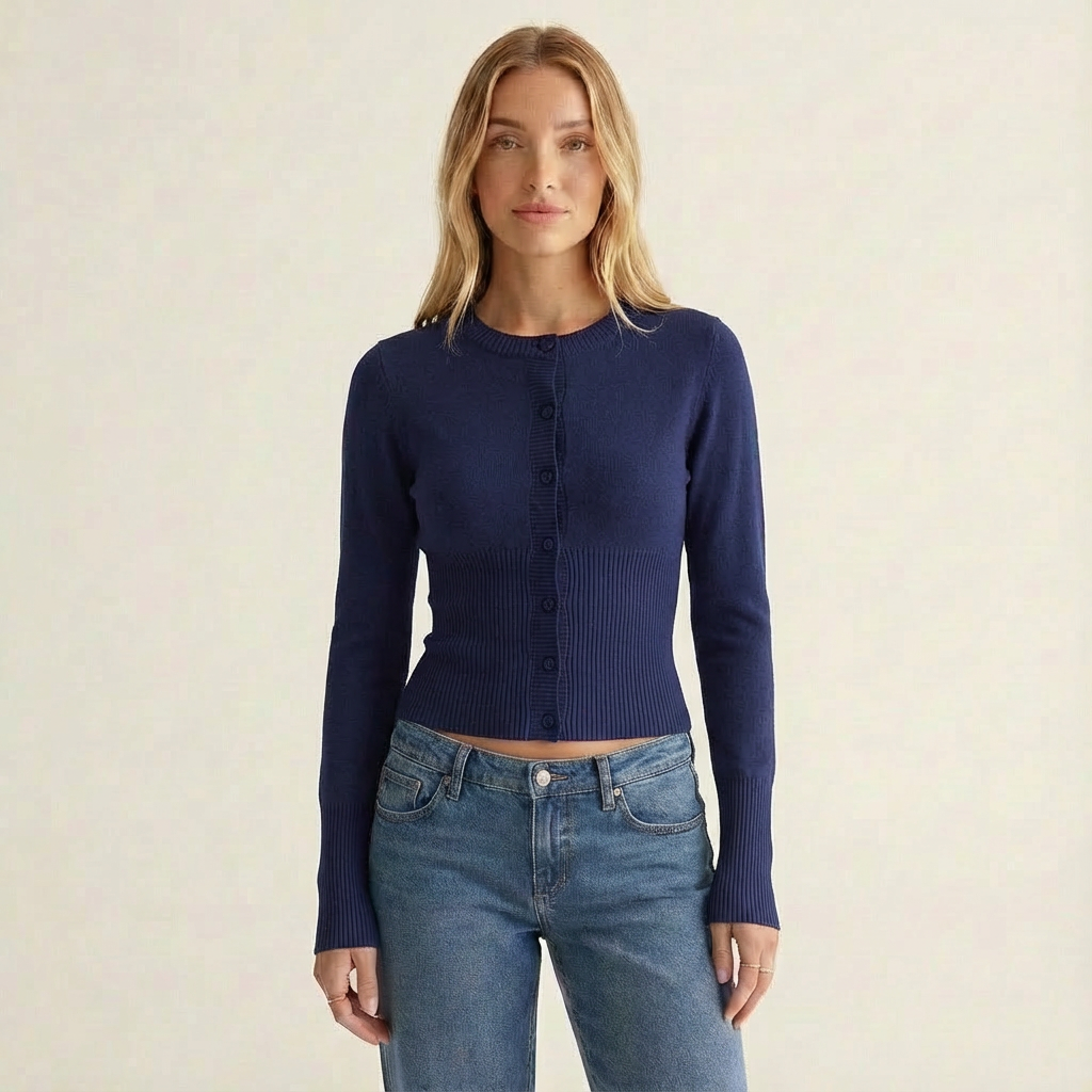 Ribbed Waist Cardigan