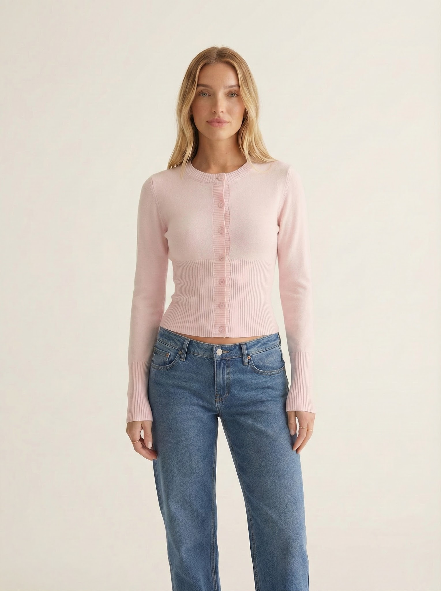 Ribbed Waist Cardigan