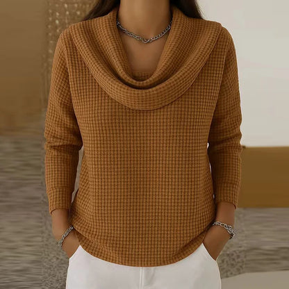 Amber Waffle Sweater with Waterfall Neck