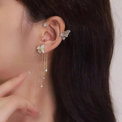 Wendy | Elegant Dangling Butterfly Clip Earrings