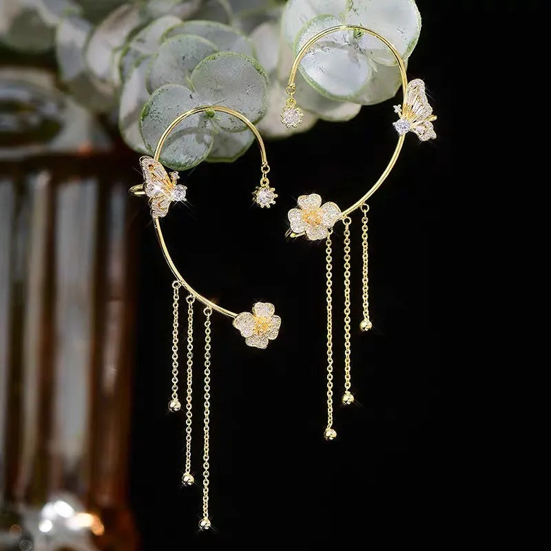 Wendy | Elegant Dangling Butterfly Clip Earrings