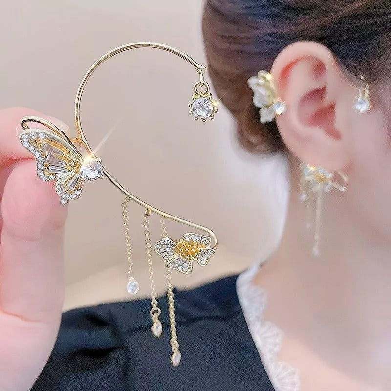 Wendy | Elegant Dangling Butterfly Clip Earrings