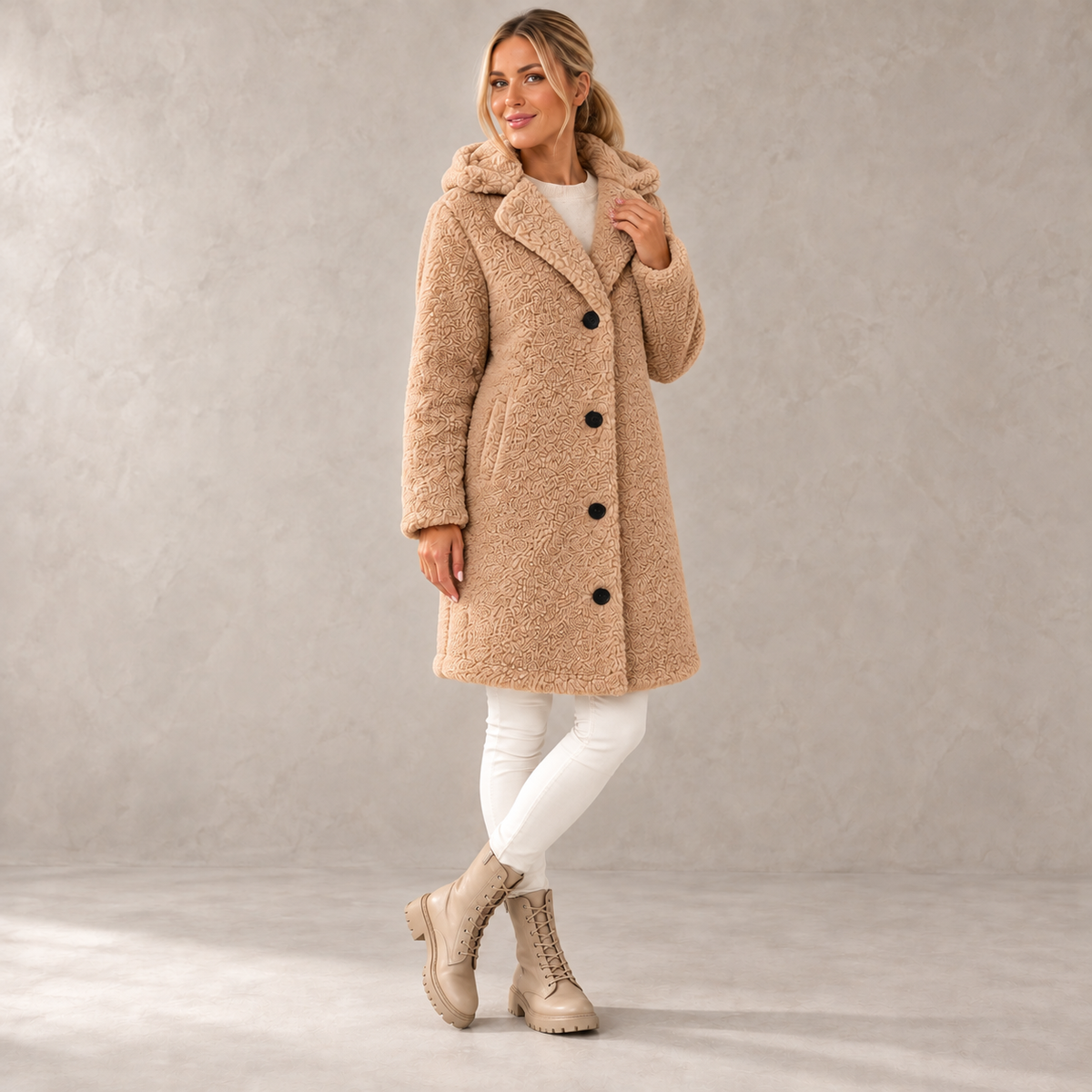 CozyLuxe Hooded Teddy Coat
