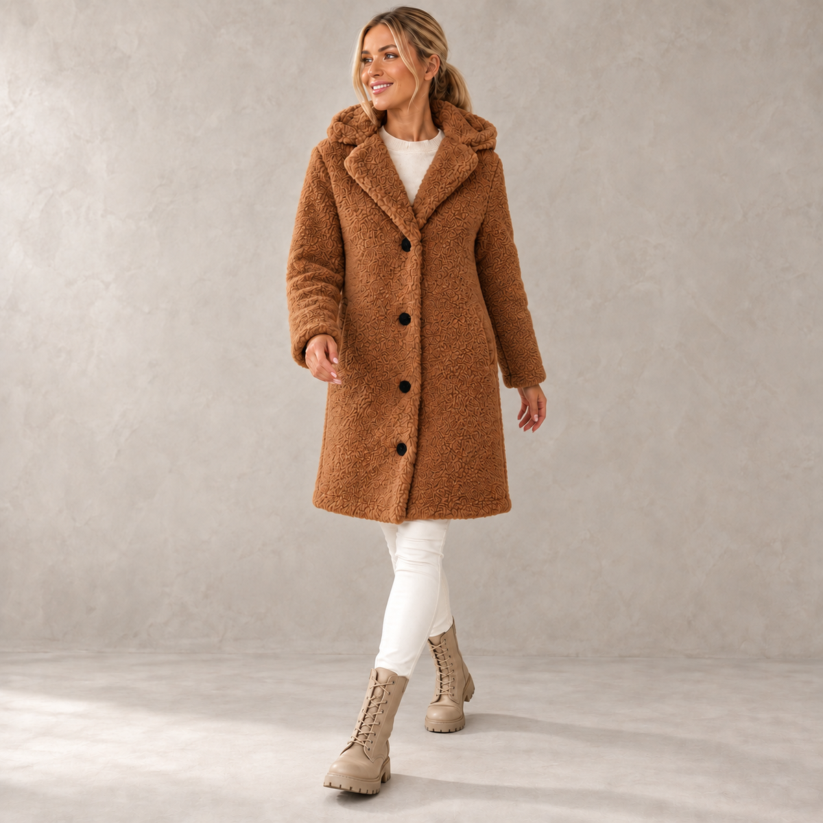 CozyLuxe Hooded Teddy Coat