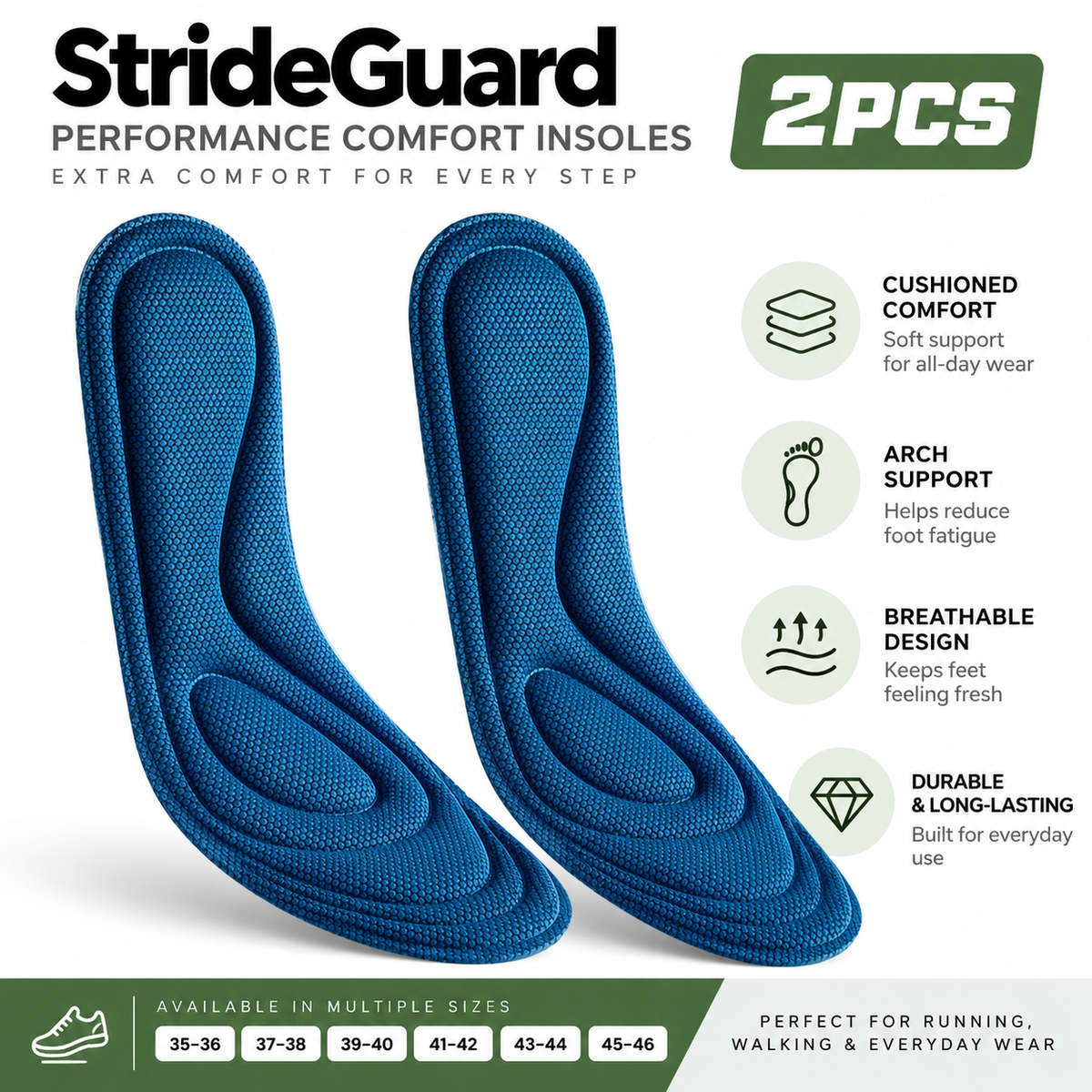 StrideGuard Performance Comfort Insoles