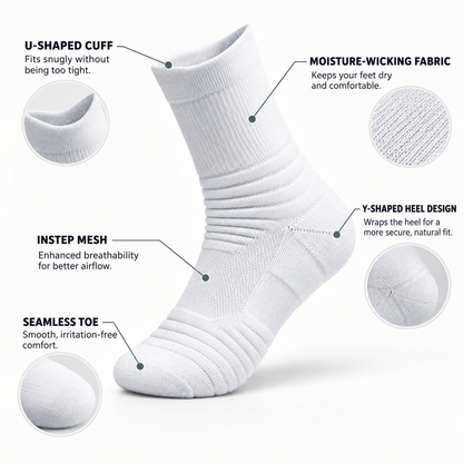 StrideGuard Cushioned Performance Crew Socks