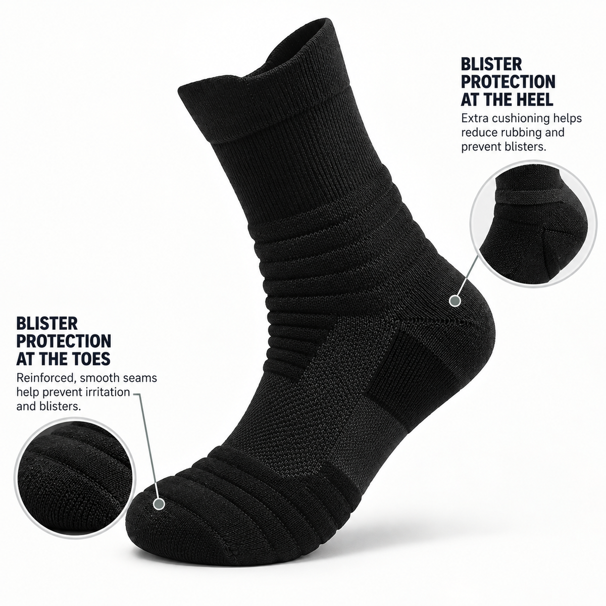 StrideGuard Cushioned Performance Crew Socks