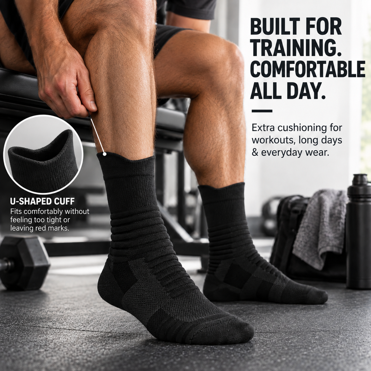 StrideGuard Cushioned Performance Crew Socks
