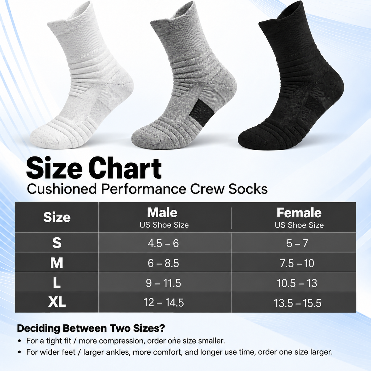 StrideGuard Cushioned Performance Crew Socks