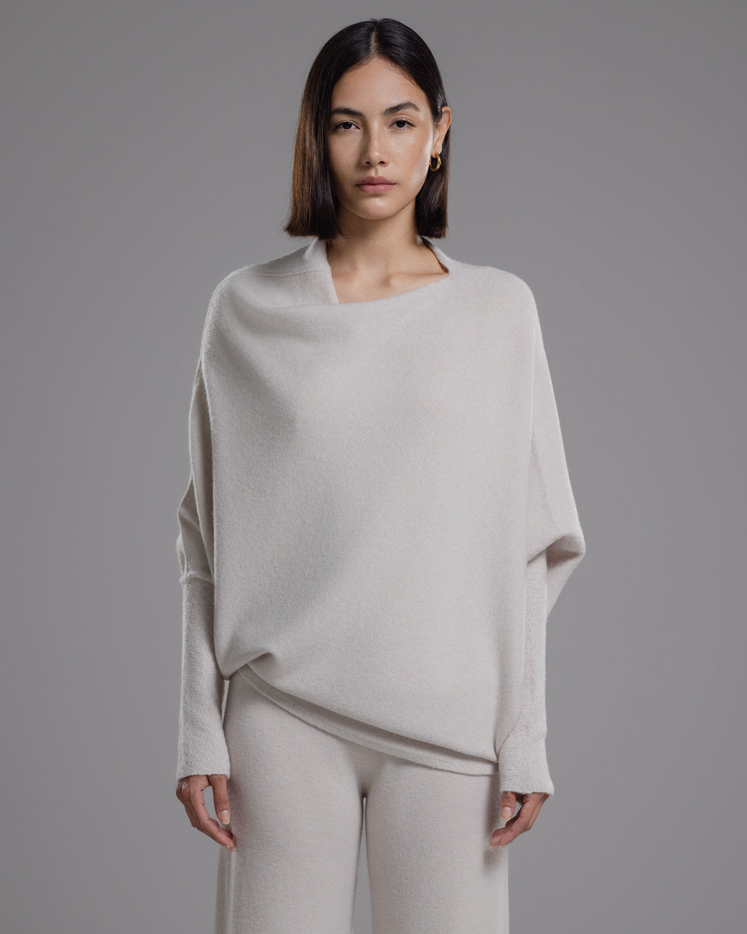 Asymmetric Draped | Light Beige | Seamless Knit