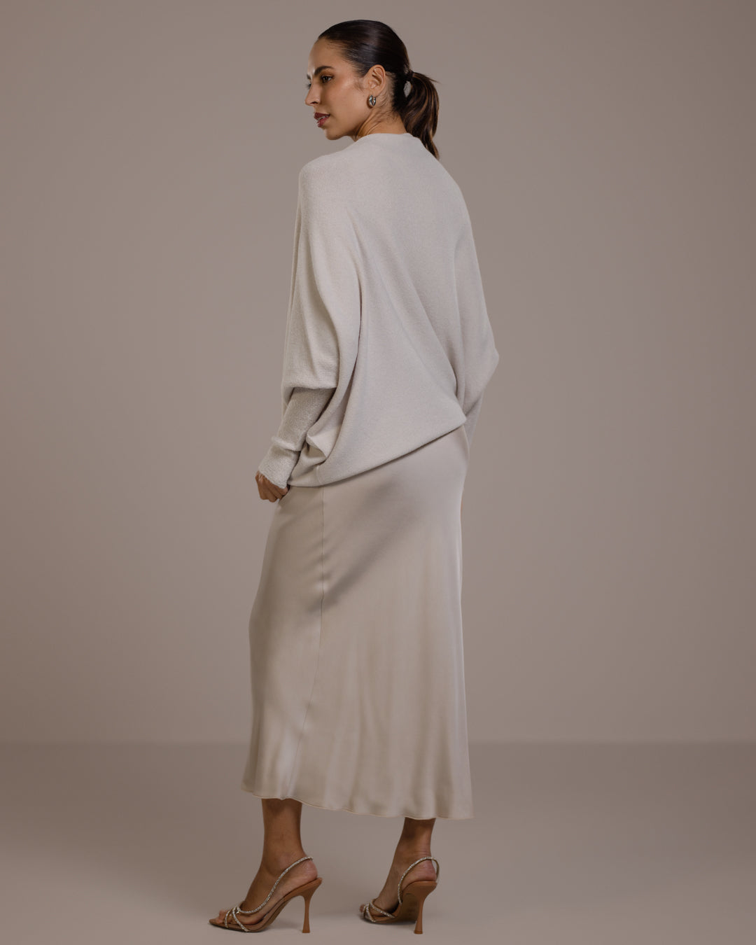 Asymmetric Draped | Light Beige | Seamless Knit
