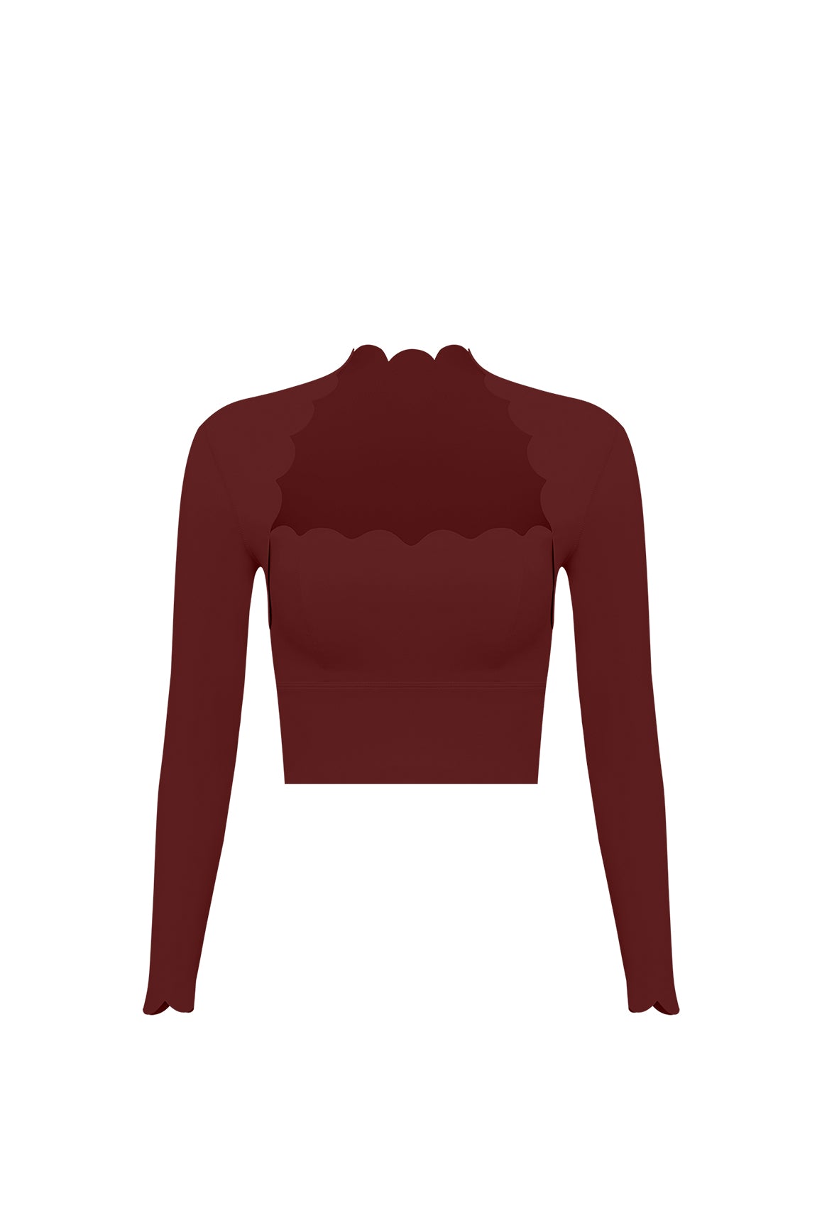 Scallop Cropped Long Sleeve Top