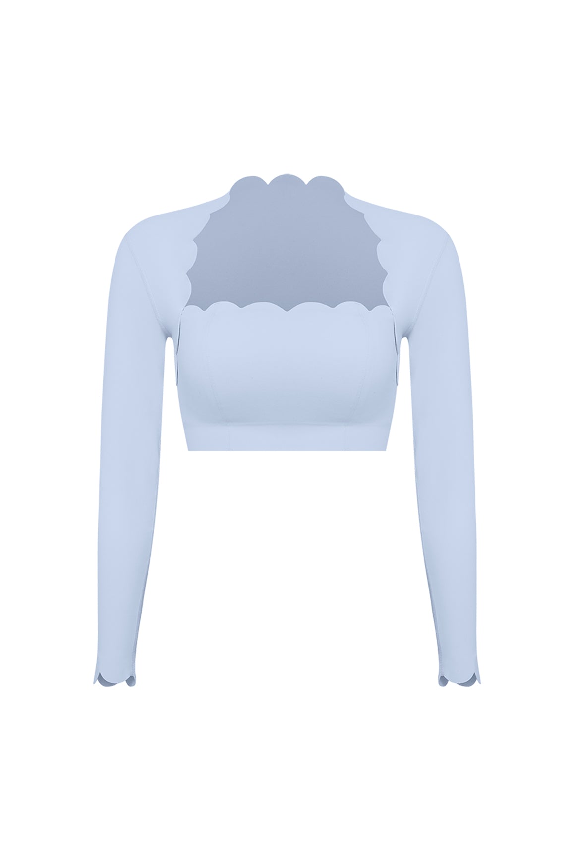 Scallop Cropped Long Sleeve Top
