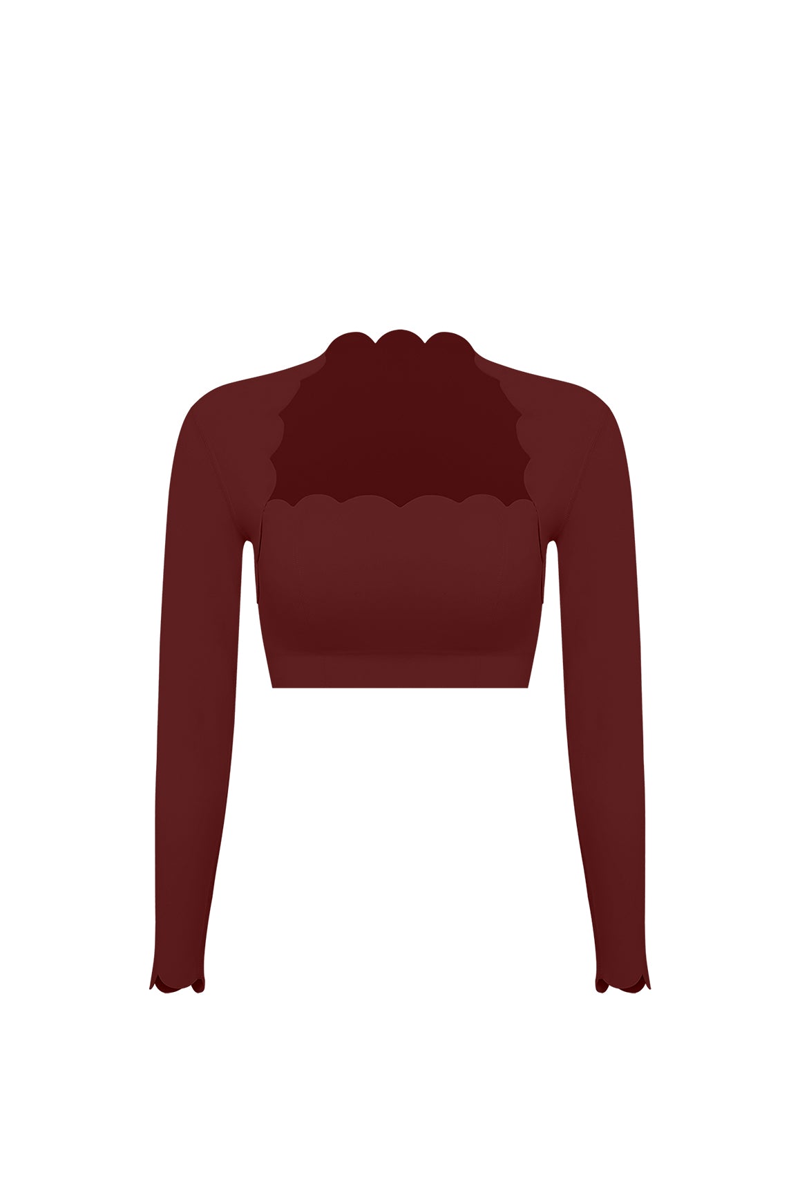 Scallop Cropped Long Sleeve Top