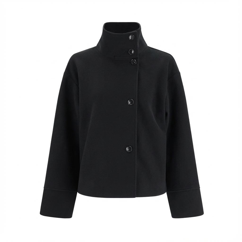 Woolen Funnel Neck Coat