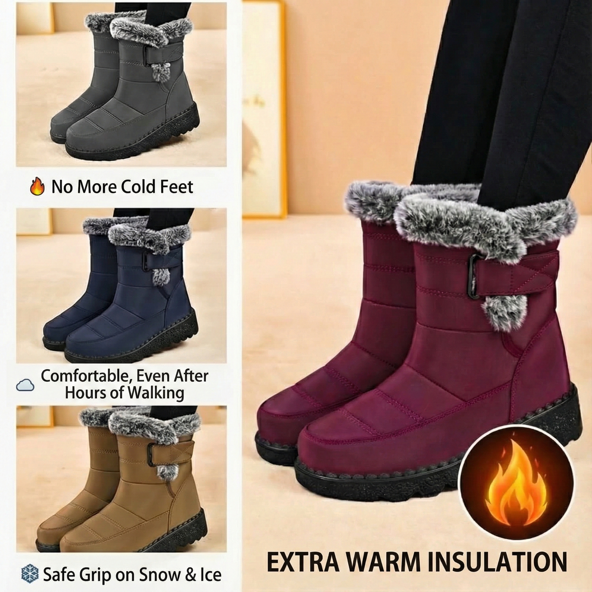Thermal Boots | Warm Lined, Anti-Slip & Water-Resistant