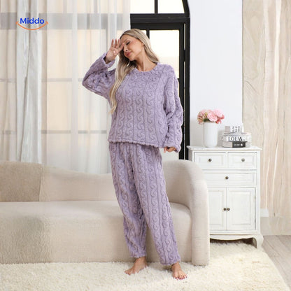 Cable-Knit Pyjama Set | Soft fleece, warm & perfect for cold evenings