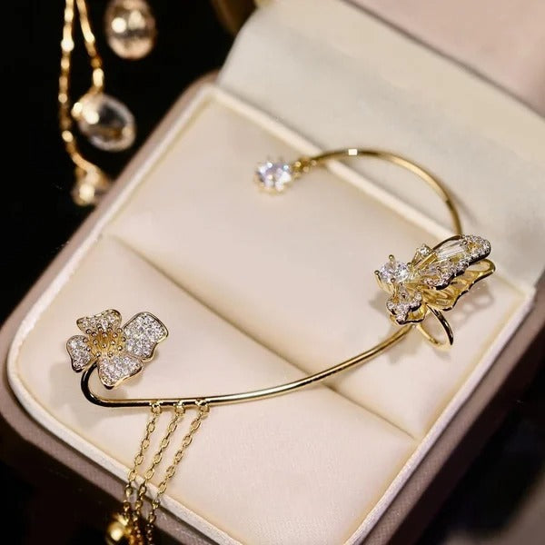 Wendy | Elegant Dangling Butterfly Clip Earrings