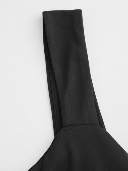 Scoop Neckline Solid Bowknot Backless Maxi Dress