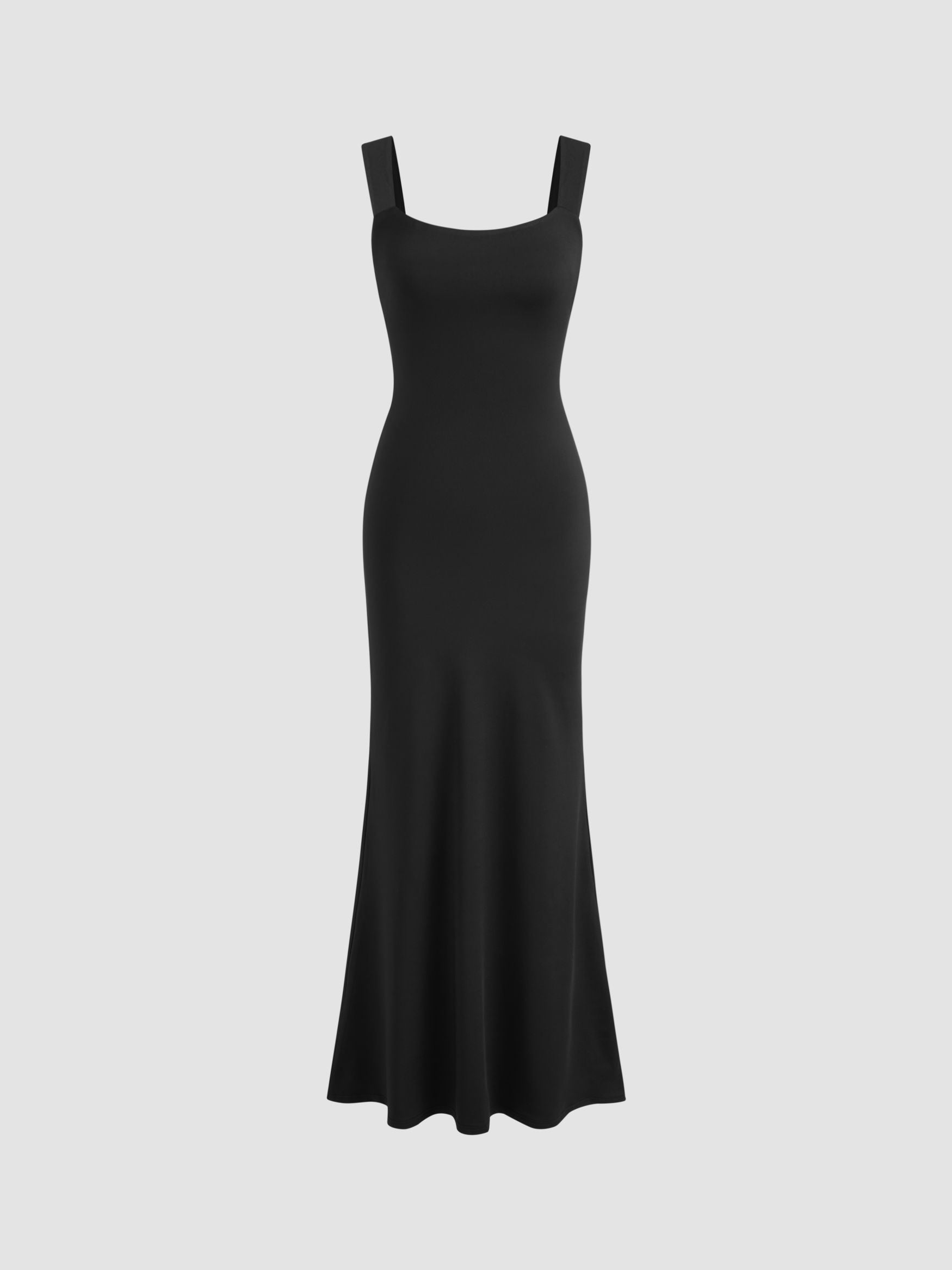 Scoop Neckline Solid Bowknot Backless Maxi Dress