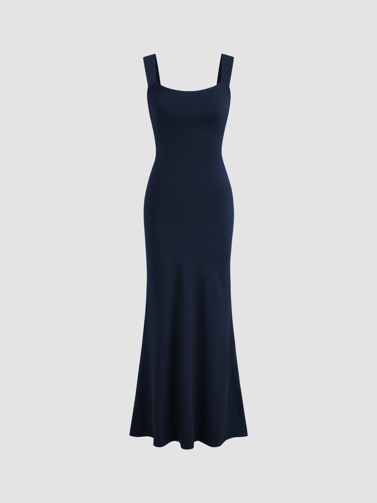 Scoop Neckline Solid Bowknot Backless Maxi Dress