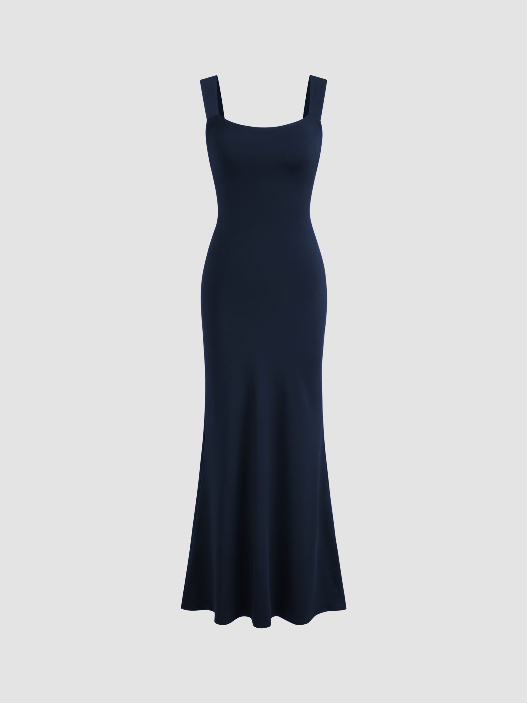 Scoop Neckline Solid Bowknot Backless Maxi Dress