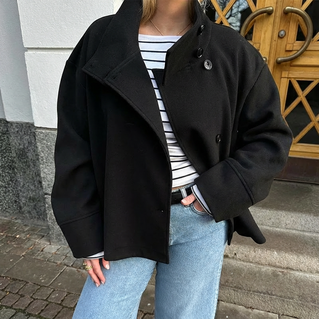 Woolen Funnel Neck Coat