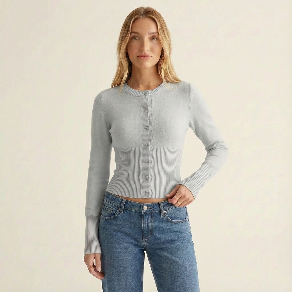 Ribbed Waist Cardigan