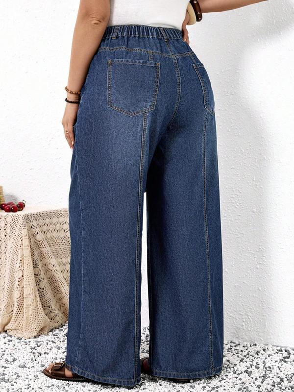 CurveEase Plus Size High-Waisted Wide-Leg Jeans