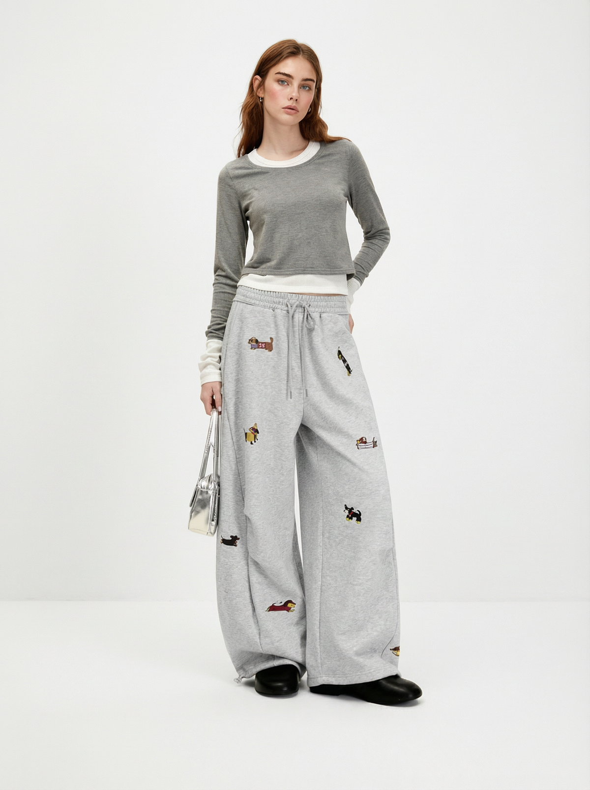 Embroidered Pup Barrel Sweatpants