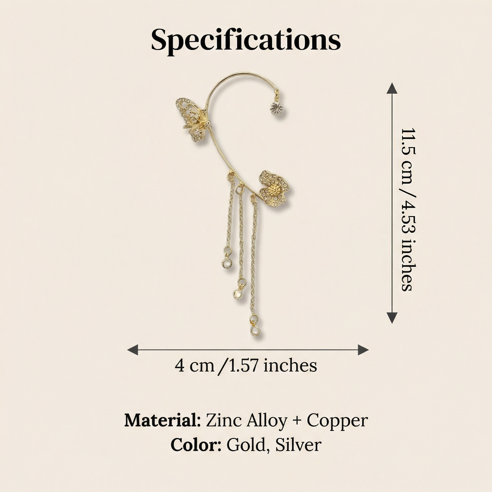 Wendy | Elegant Dangling Butterfly Clip Earrings