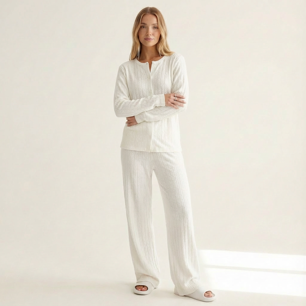 Buttoned Soft Knit Set