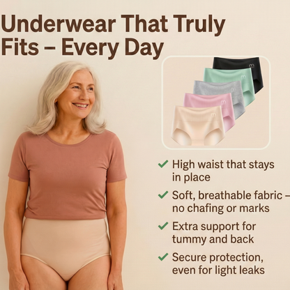 Comfora™ | 6-Pack Breathable, Comfortable High-Waisted Underwear with Tummy Support