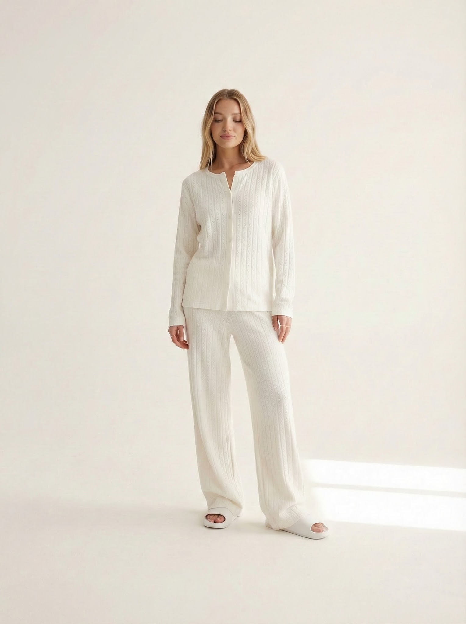 Buttoned Soft Knit Set