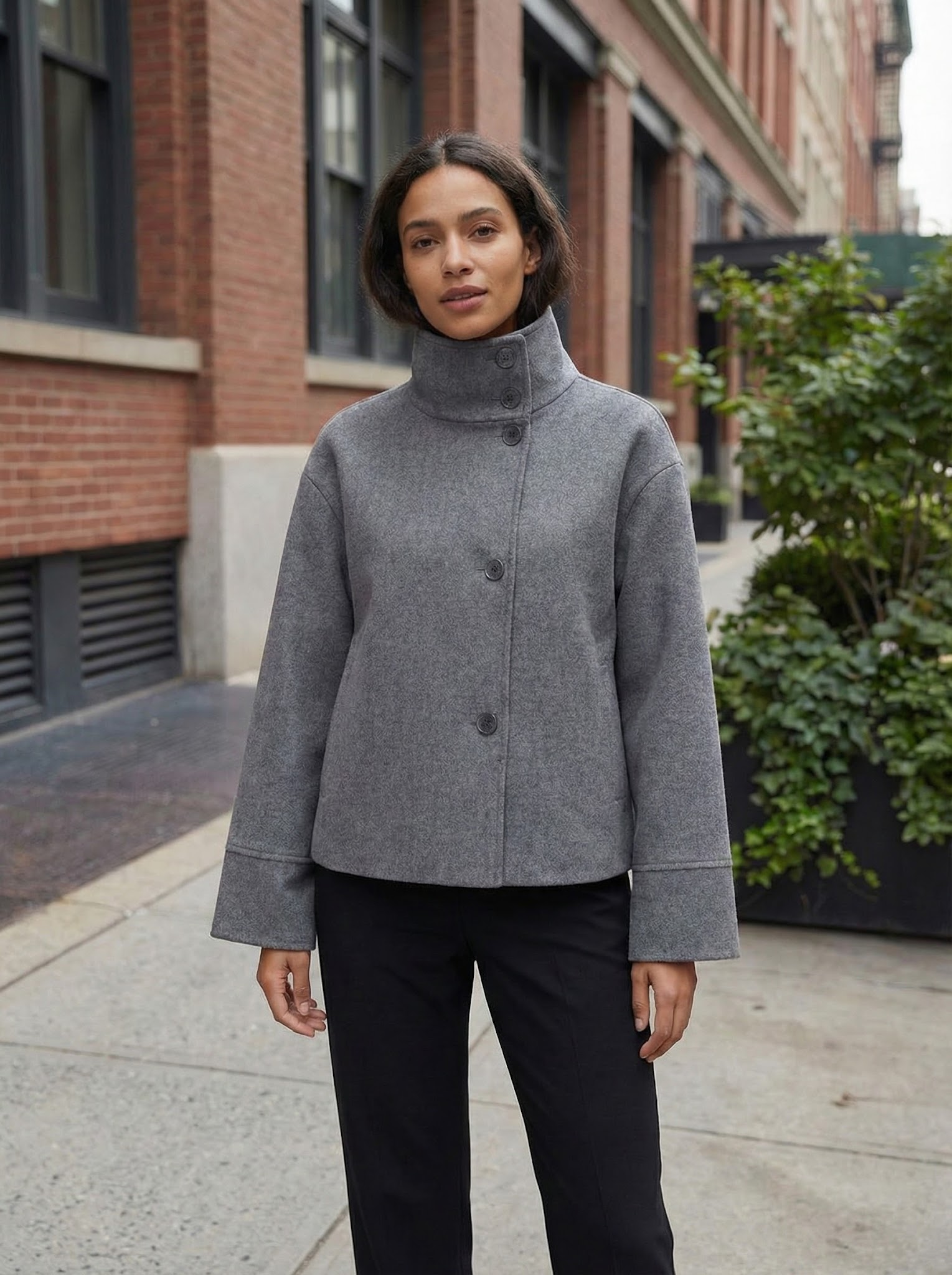 Woolen Funnel Neck Coat